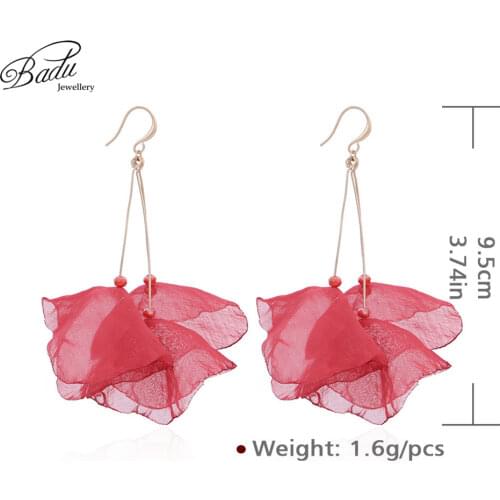 Badu Women Beautiful Earring 2019 New Design Bright Color Yarn Flower Dangle Drop Earrings Fashion Long Summer Jewelry Wholesale