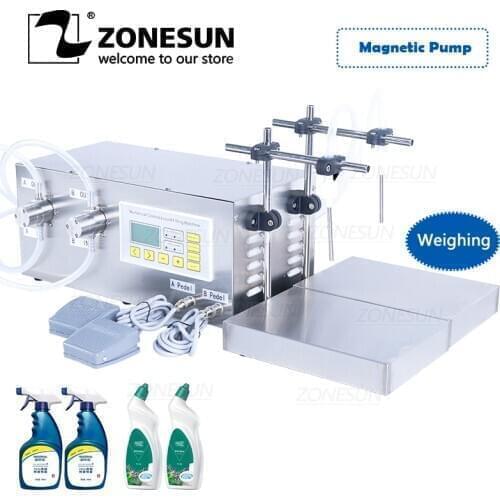 ZONESUN ZS-MP252W Semi Automatic Filling And Weighing Machine Liquor Toilet Cleaner Milk Perfume Strong Acid Double Heads Filler