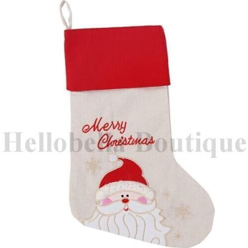12PCS Personalised Christmas Stocking Kids Snowflake Embroidered Xmas Sack Santa Boot