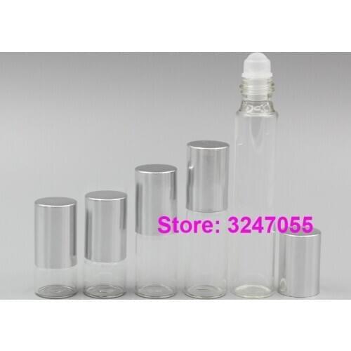 1ml2ml3ml5ml10ml Mini Small Portable Travel Roll on Perfume Bottle, Glass Clear Empty Cosmetic Essential Oil Refillable Package
