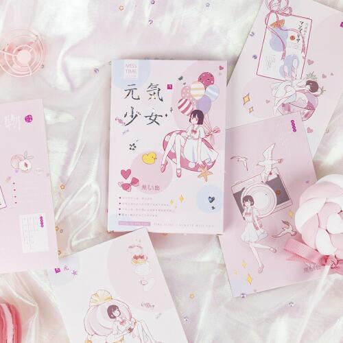 30 Pcs/Set Cute Gentle Girl and Cat Paper Postcard Greeting Card Message Card Birthday Letter Gift Card
