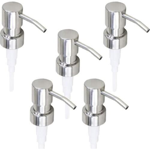 5Pcs Stainless Steel Soap Pump Replacement 28 Teeth Metal Bottle Nozzles Lotion Dispenser Head