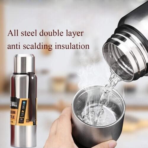 500ML Stainless Steel Thermos Portable Vacuum Flask Insulated Tumbler with Rope Thermo Bottle Insulated Cup Military Style