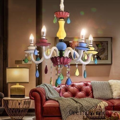 American color crystal pendant lamp boy girl bedroom childrens room lamp creative art LED crystal pendant lamp free shipping