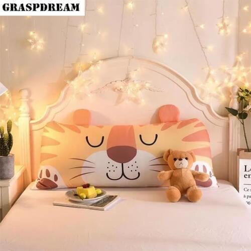 Cute Cartoon Animal Large Pillow Cotton Linen Backrest Cushion For Sofa Cushions For Bed Rest Pillow Back Support Large Size