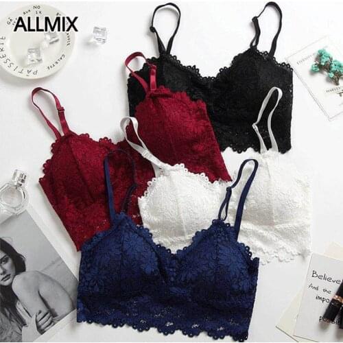 ALLMIX Hot Sexy Womens Bra Lace Bralette Underwear Wireless Padded Seamless Bra Ultra Strap Padded Bras Homewear Lingerie Bras