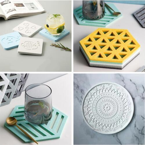 Cement coasters mold DIY placemats coffee coasters handmade silicone mold for household items patterned geometry pallet moulds