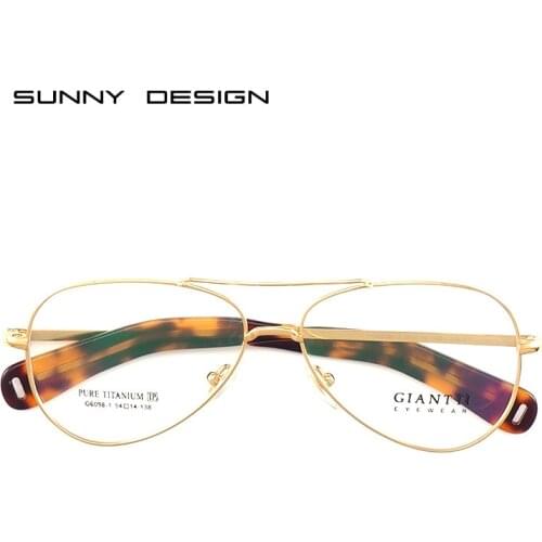 Pure Titanium Glasses Rim Aviator Sunglasses Neutral Model Can Be Equipped with Myopic Anti Blue-Ray Vari-Color Card