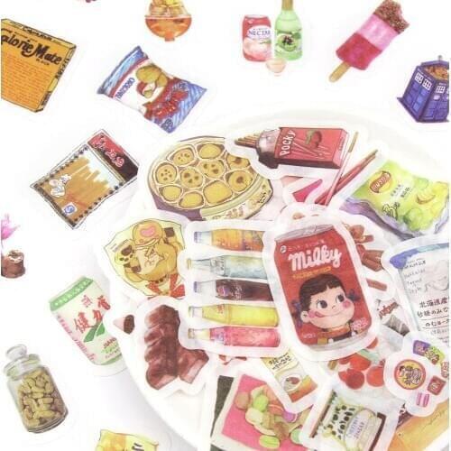 40Pcs Kawaii Food Decorative Stickers Snacks Stationery Stickers DIY Scrapbooking Album Bullet Journal Supplies