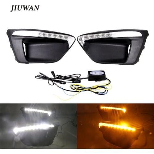Fit For KIA RIO X-Line 2017 2018 2019 Car Flashing Flowing Yellow Singal Lamps Daytime Driving Light ABS Black Shell Styling