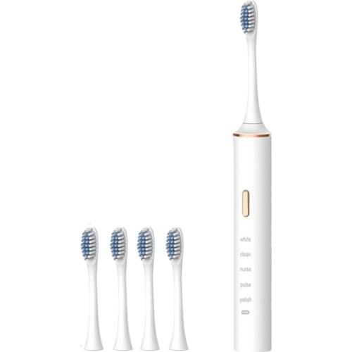 Electric Toothbrush Adult Timer Brush 5 Mode USB Charger Rechargeable Tooth Brushes With 4 Replacement Heads