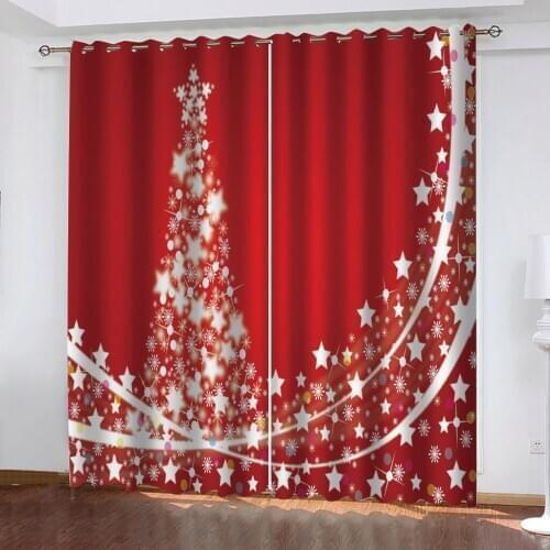 European style living room bedroom wedding room Photo red christmas curtains Decoration curtains