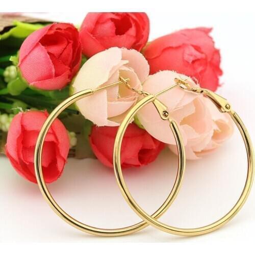 Hfarich Simple Stainless Steel Circle Hoop Earrings Women Fashion Gold Round Small Hoop Earrings Aretes De Mujer