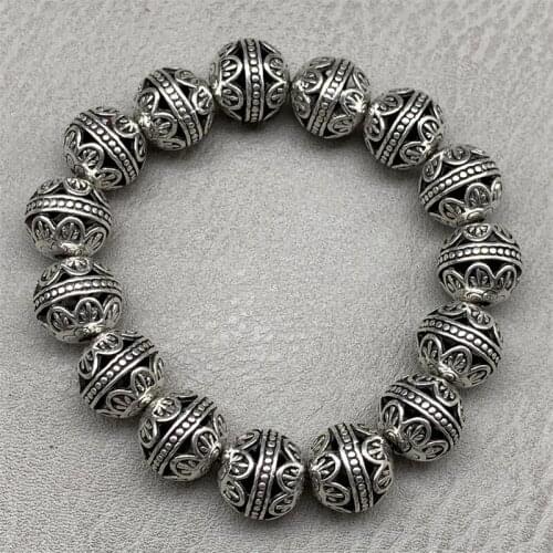Chinese Exquisite Rare Collectible Tibetan Silver Handwork Auspicious Bracelet Statue Handicraft Home Decoration