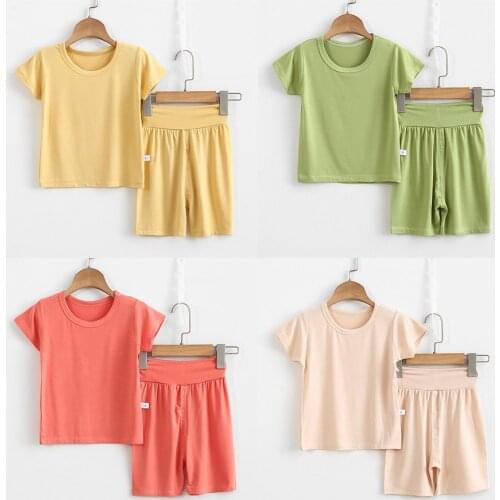 Children Clothing Set Summer Children Boys Girls Kids Pajamas Suit Sleepwear Short Sleeve T shirt Shorts Kids Outfits 4 6 8 10 Y