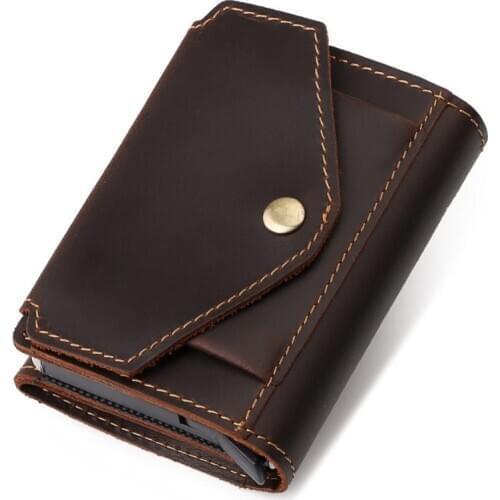 Superior New Man Vintage RFID Blocking Money Wallet Automatic Pop-up Credit Card Case Business Purse Cash Coin Pocket for Men