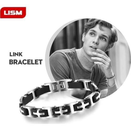 Hot sale Black Stainless Steel Magnetite Silicone Cross Bracelets for Men Healthy Magnetic Bracelet & Bangles Male Jewelry