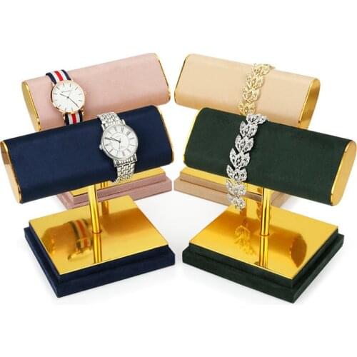 High Quality PU Leather Bracelet Metal Watch Holder Organizer Jewelry Chain Display Rack Hairband Show Shelf