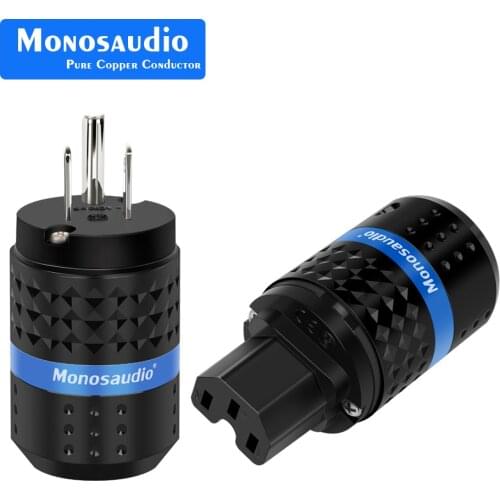 Monosaudio M102R/F102R Red Pure Copper Rhodium Plated US Power cord plug American Power Connector For audio Power Cable