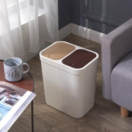 Double Sorting Waste Bin Household Kitchen Bathroom Trash Can Nordic style Dustbin Garbage Bucket