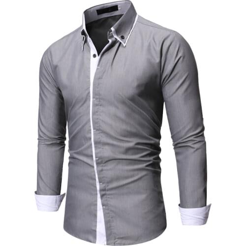 Mens Casual Button Down Shirts Dress Shirts Solid Business Shirts