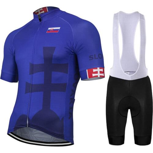 Slovakia Men 2020 Outdoor Summer Cycling Jersey Set Bike Road Mountain Race Bike clothes Blue Cycling Set 9D Gel Breathable