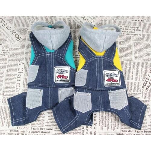 New Pet Dog Jumpsuit Rompers Hooded Denim Coat T-Shirt Cat Puppy Jacket Autumn Winter Clothes Apparel