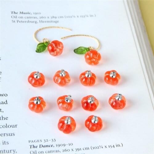 New style 50pcs/lot color print glass cartoon pumpkin decoration fashion beads charms diy jewelry earring/bracelet accessory