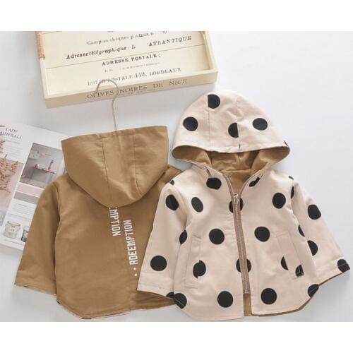 Toddler Newborn Baby Autumn Girls Cute Dot Print Comfort Slim Cotton Jacket Warm Coat Button Hooded Tops 0-4 T