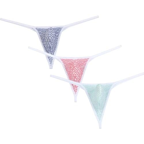 Sexy Mens Bikini Thongs and g-Strings Fashion Male Thong Underwear Men Underpants Elastic Stretch Striped Tanga Smooth Soft