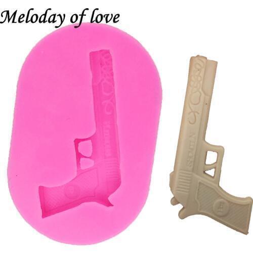 Minii Gun Toy DIY Pistol Shape Fondant Soap 3D Cake Silicone Mold Cupcake Jelly Candy Chocolate Decoration Baking Tool DY0029