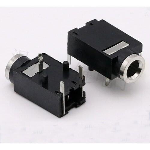 PJ-319 Power Socket 3Pin 3.5 Headphone Jack Dual Channel 3 Foot Pin 2 Fixed Foot Dia 3.5MM Socket Female Seat