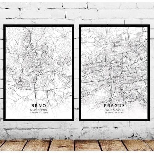 Brno Prague Czech Republic Map Poster