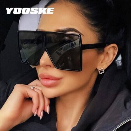 YOOSKE Black Square Sunglasses Women Men Retro Oversized Sun Glasses Female Male Big Frame Hip Hop Eyewear UV400