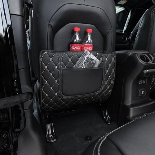 TAJIAN Microfiber Leather Car Anti-Kick Mat Seat Back Protector Cover Back Seat Organizer Storage Pockets For Jeep Wrangler18-21