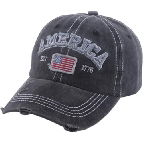 Washed Cotton Retro Baseball Hat Men Vintage Cap Womens Dad Hat America Flag Black Khaki Navy Blue Gray Dark Red