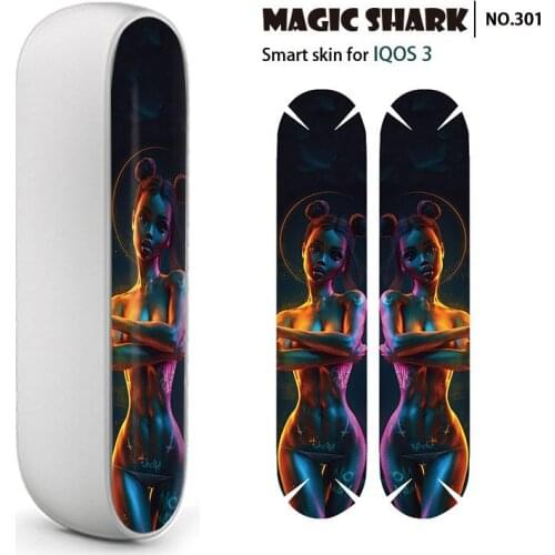 Magic Shark PVC Fashion No Fade Sexy Ninja Skull Woman Girl Sticker E Cigar Film Wrap Skin for IQOS 3 3.0