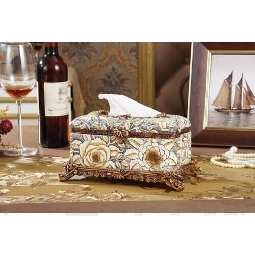 High-grade Resin Carve Patterns European Tissue Box Luxury Home Decoration Napkin Box Creative Fashion Paper Box