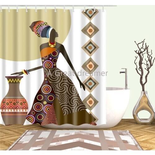 Fashion 3d Abstract African Shower Curtain Luxury Curtains For Bathroom Waterproof Bath Curtain Hooks Decoration Polyester