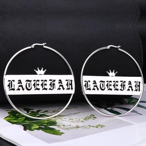 2020 Individuality Custom Name Earrings For Women Stainless Steel Initial Cursive Nameplate1 Pair Stud Earring Gift Jewelry