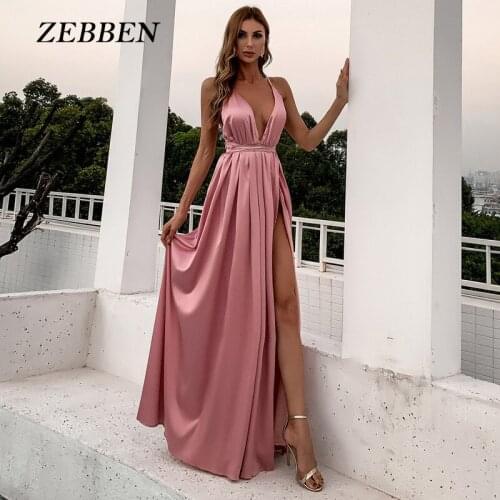 Maxi Sexy Temperament Dress for Women 2021 Summer Bohemian V-Neck A-LINE Fashion Casual Long Swing Spaghetti Strap Dresses