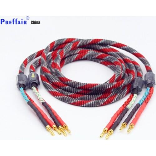 1Pair oxygen-free copper audio speaker cable HI-FI high-end amplifier speaker cable Banana plug cable