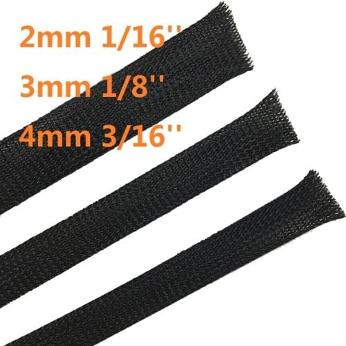 2mm 1/16'' 3mm 1/8'' 4mm 3/16'' flame retardant nylon PET telescopic line tube Cable Wire protection sleeve flexible conduit