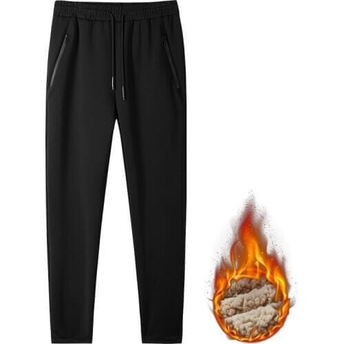 2020 Thick Fleece Warm Straight Pants Men Casual Trousers Male Winter Warm Velvet Sweatpants Loose Tracksuit M-7XL