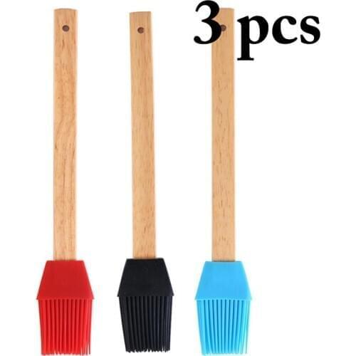 3PCS Barbecue Brush Detachable Silicone Head Pastry Brush Basting Brush Oil Brush BBQ Tools Kitchen Tool