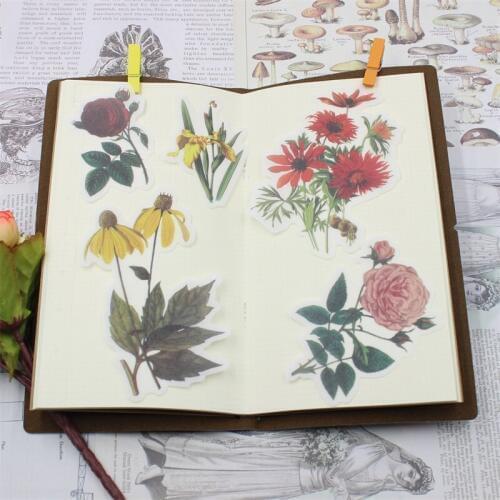 KSCRAFT 60pcs Vintage Flowers Vellum Stickers for Scrapbooking Happy Planner/Card Making/Journaling Project