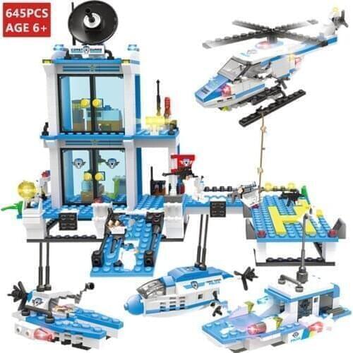 645Pcs City SWAT Maritime Police Command Coast Guard Building Blocks Sets Juguetes Brinquedos Bricks Educational Kids Toys
