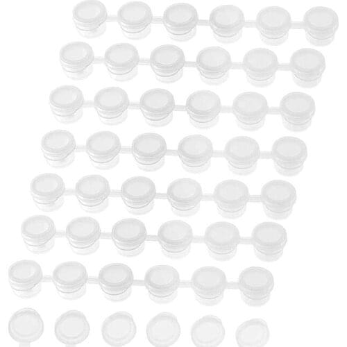 8 Strips/48 Pots 3Ml Empty Paint Strips Paint Cup Pots Plastic for Classrooms Schools Painting Arts Crafts Supplies