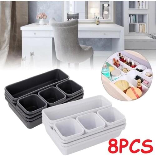8pcs/set Storage Drawer Jewellery Makeup Cover Drawer Office Home Kitchen Bathroom Cupboard Desk Storage Organizer Box