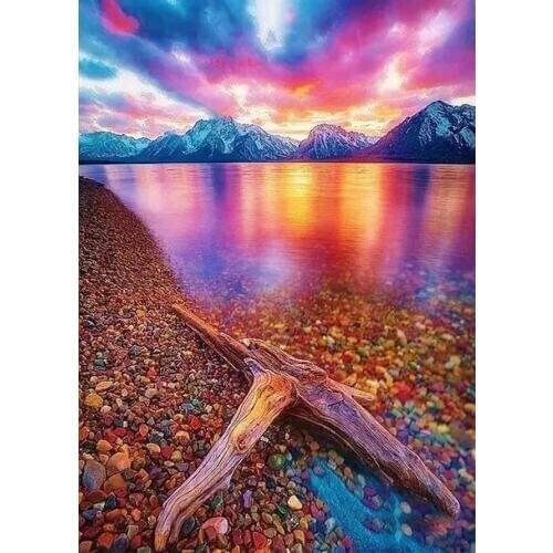 5D DIY pebbles Lakeside Beautiful sky Diamond Painting scenic Full Drill Nouveaute Mosaic Embroidery Cross Stitch drill